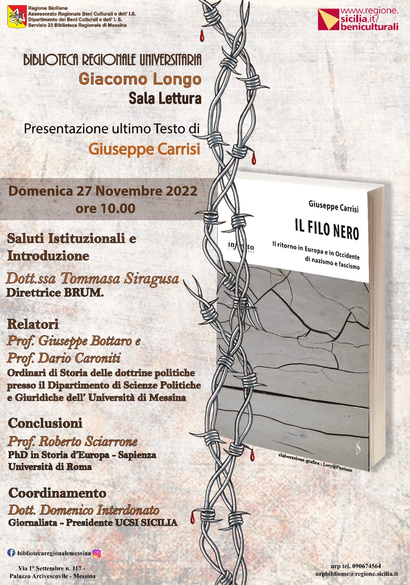 Presentazione del libro “IL FILO NERO – Il ritorno in Europa e in Occidente di nazismo e fascismo” di Giuseppe Carrisi